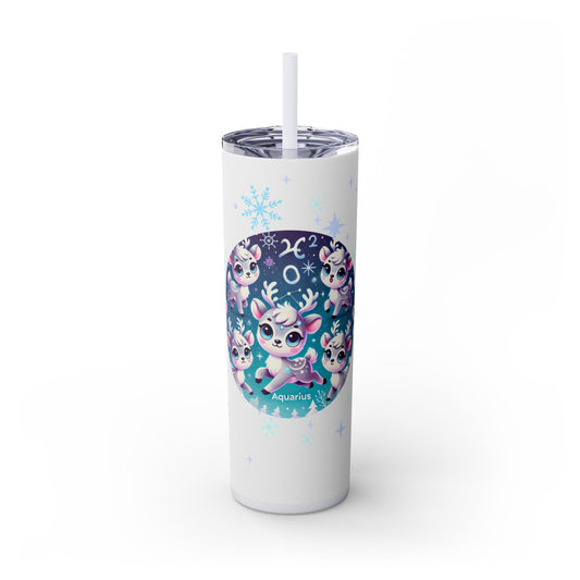 Reindeer Aquarius Games Skinny Tumbler with Straw, 20oz