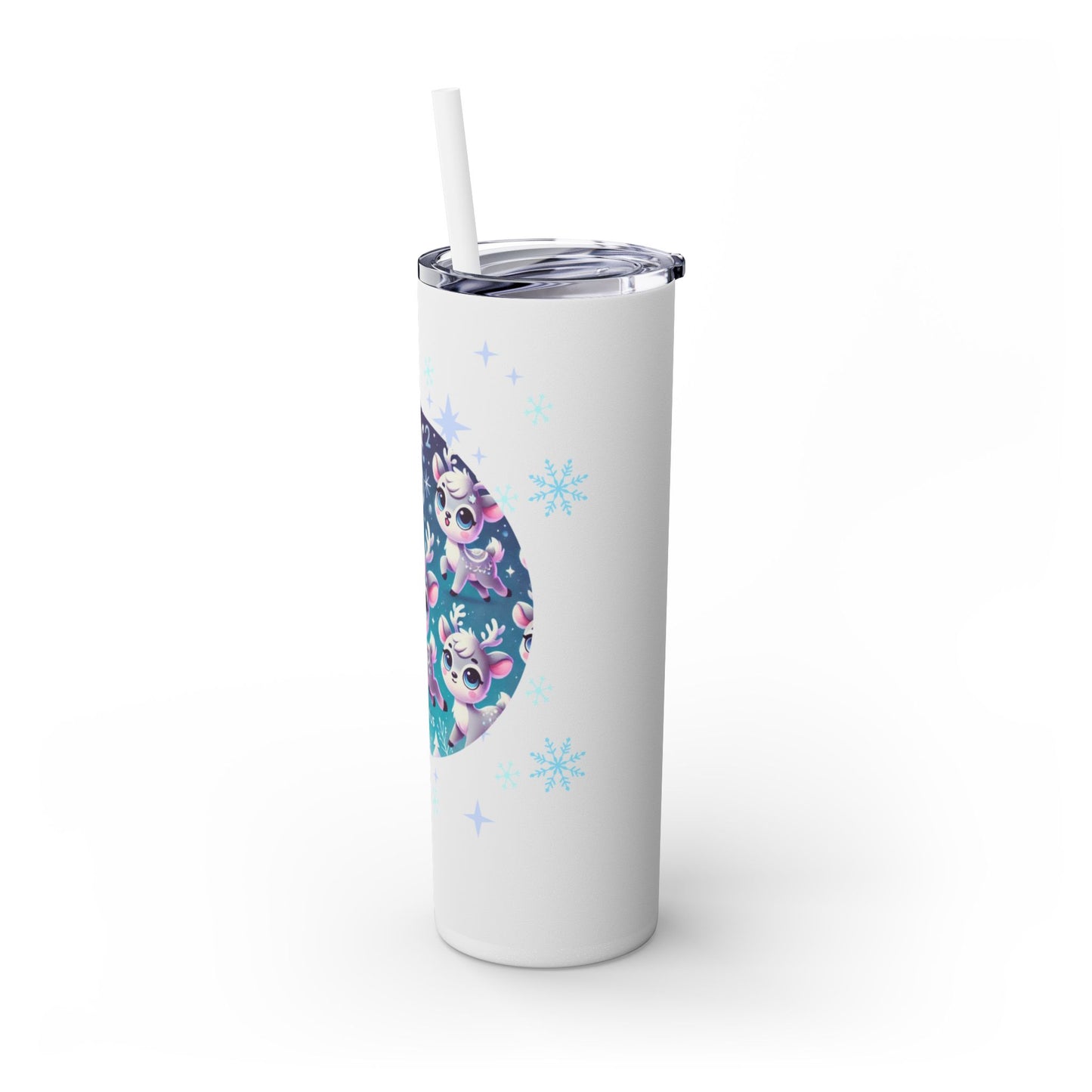 Reindeer Aquarius Games Skinny Tumbler with Straw, 20oz