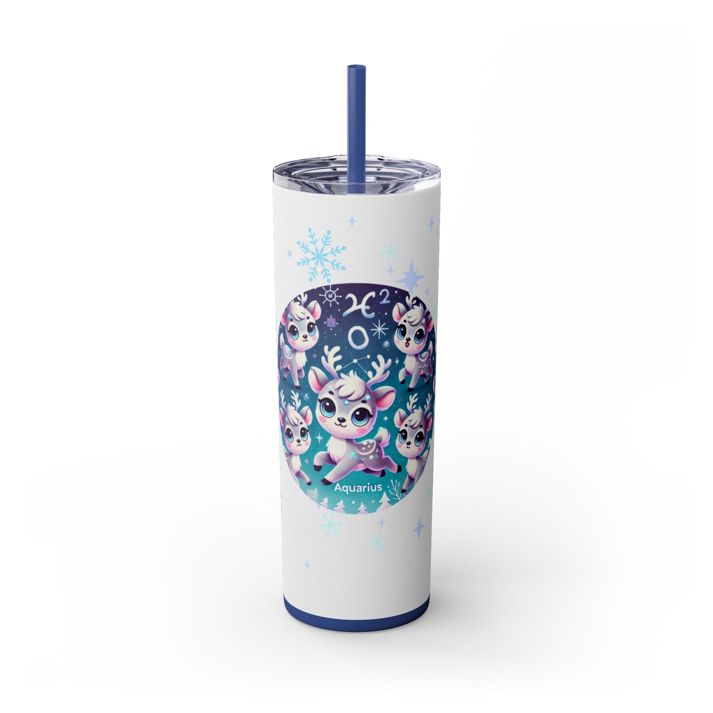 Reindeer Aquarius Games Skinny Tumbler with Straw, 20oz