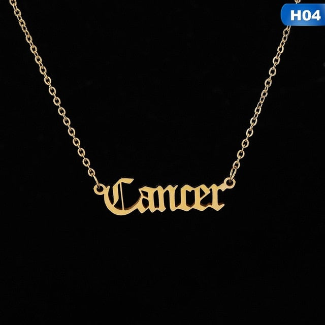 12 Zodiac Letter Constellations Pendants Necklace For Women Men Virgo Libra Scorpio Sagittarius Capricorn Aquarius Birthday Gift