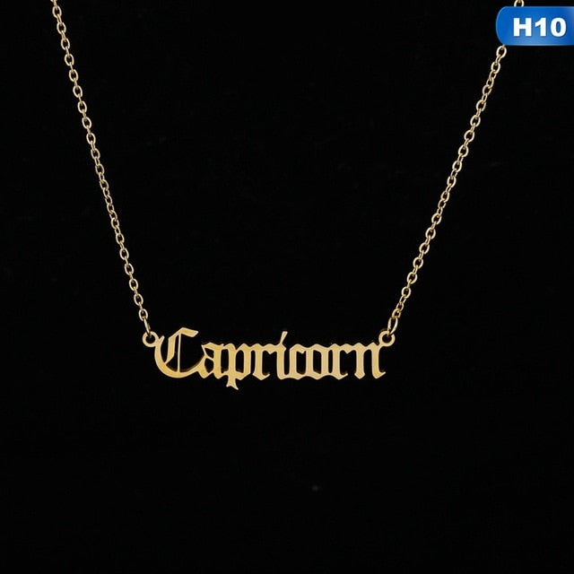 12 Zodiac Letter Constellations Pendants Necklace For Women Men Virgo Libra Scorpio Sagittarius Capricorn Aquarius Birthday Gift