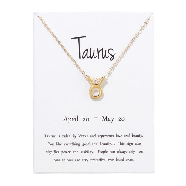 Birthday Gifts 12 Constellation Zodiac Pendant Necklace With White Card