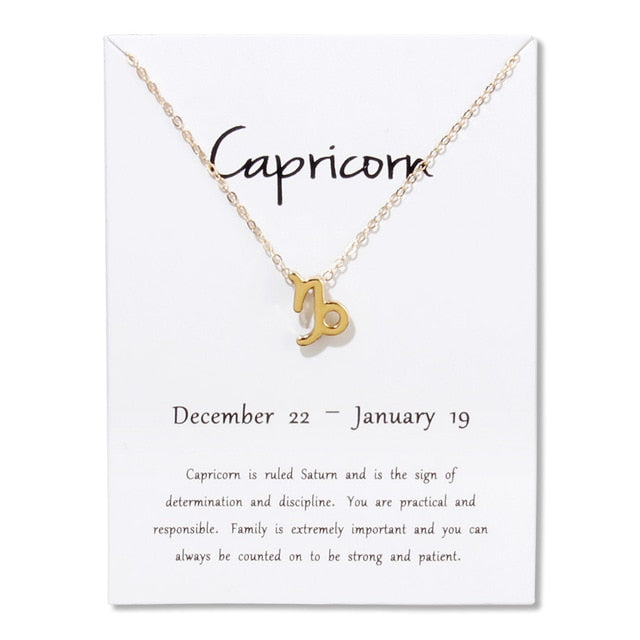 Birthday Gifts 12 Constellation Zodiac Pendant Necklace With White Card