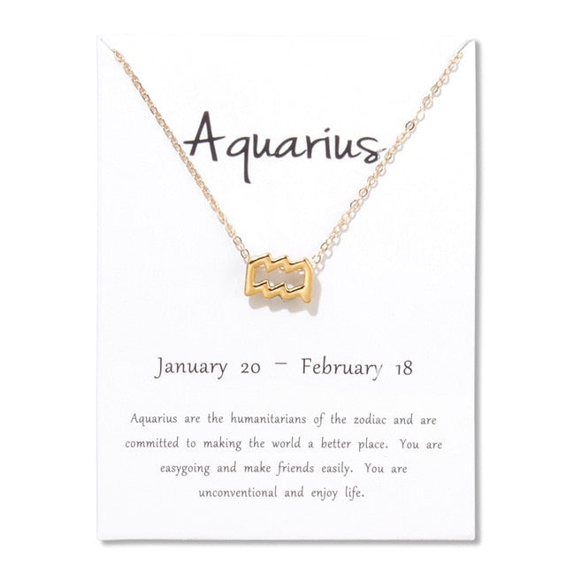 Birthday Gifts 12 Constellation Zodiac Pendant Necklace With White Card