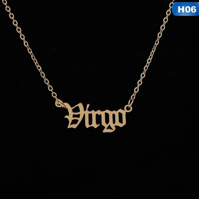 12 Zodiac Letter Constellations Pendants Necklace For Women Men Virgo Libra Scorpio Sagittarius Capricorn Aquarius Birthday Gift