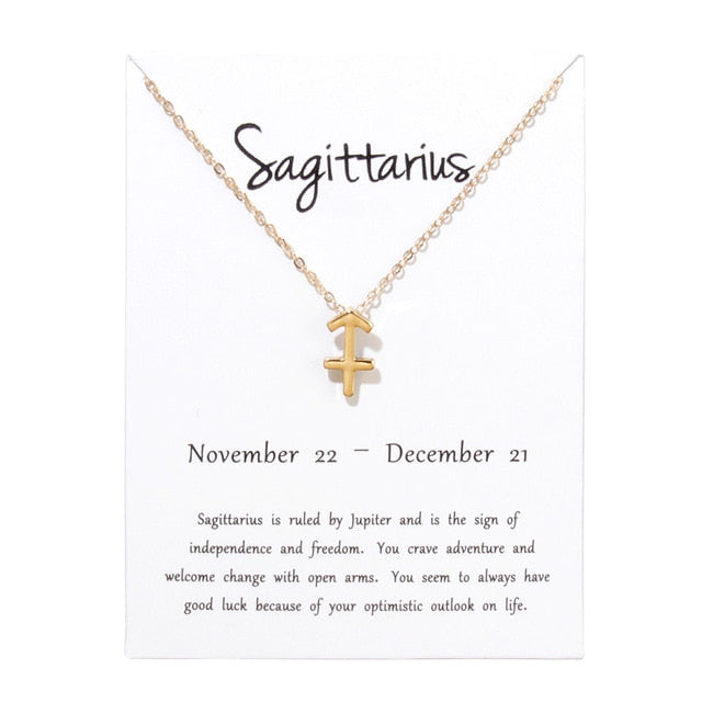 Birthday Gifts 12 Constellation Zodiac Pendant Necklace With White Card