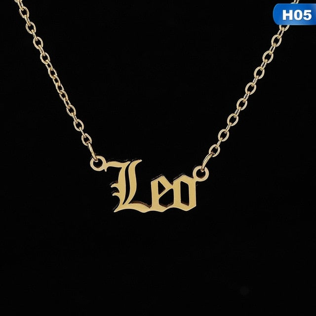 12 Zodiac Letter Constellations Pendants Necklace For Women Men Virgo Libra Scorpio Sagittarius Capricorn Aquarius Birthday Gift