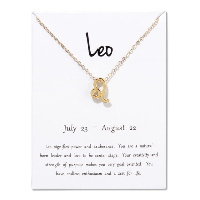 Birthday Gifts 12 Constellation Zodiac Pendant Necklace With White Card