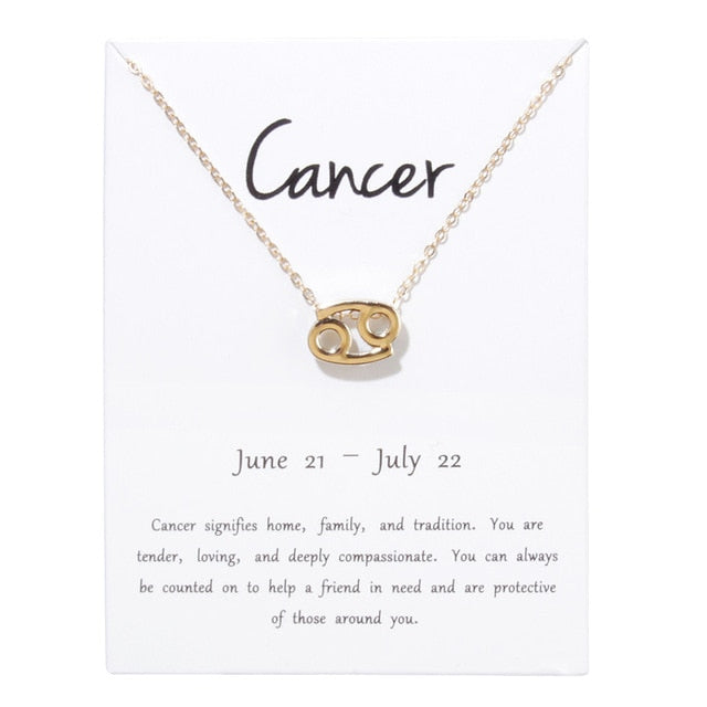 Birthday Gifts 12 Constellation Zodiac Pendant Necklace With White Card