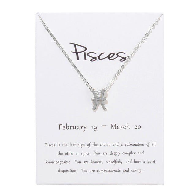 Birthday Gifts 12 Constellation Zodiac Pendant Necklace With White Card