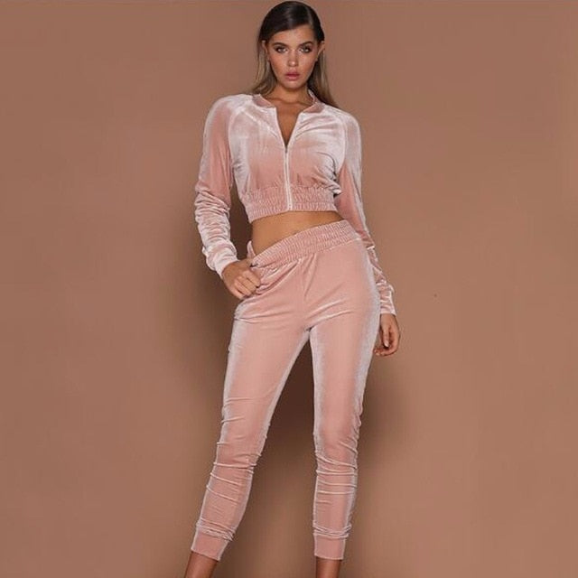 Fuedage Autumn Winter Two Pieces Set Hoodie Top And Pant Tracksuit Women Set Elastic Waist Leisure 2 Piece Set Women Outfits